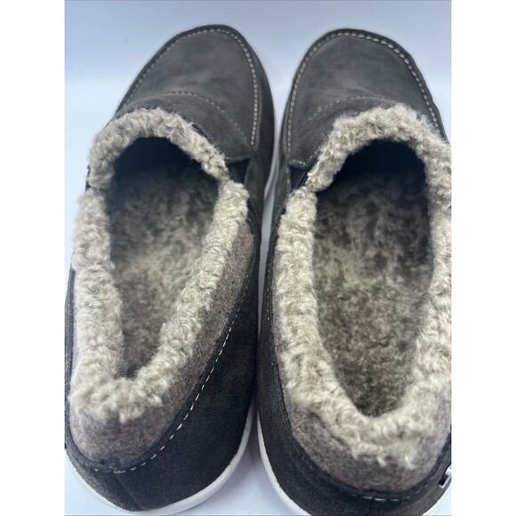 Spenco Orthotic Mens 10D Suede  Dark Brown-soft blended Wool Lined Slipper - Picture 4 of 5